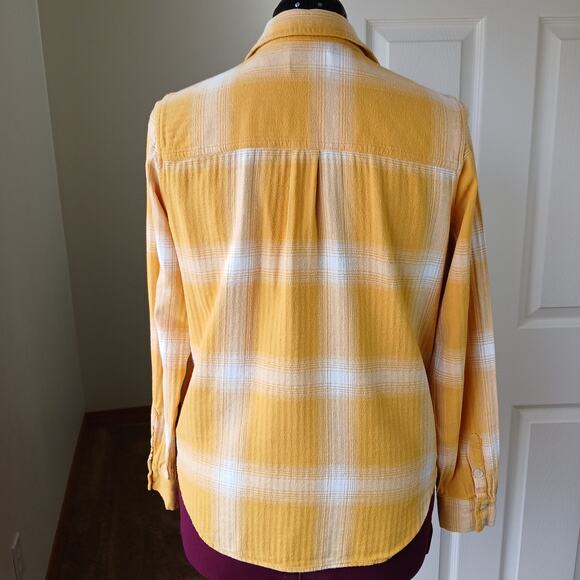 Universal Thread Cotton Yellow Plaid Button-up Shirt S yellow white long sleeve - Picture 4 of 12